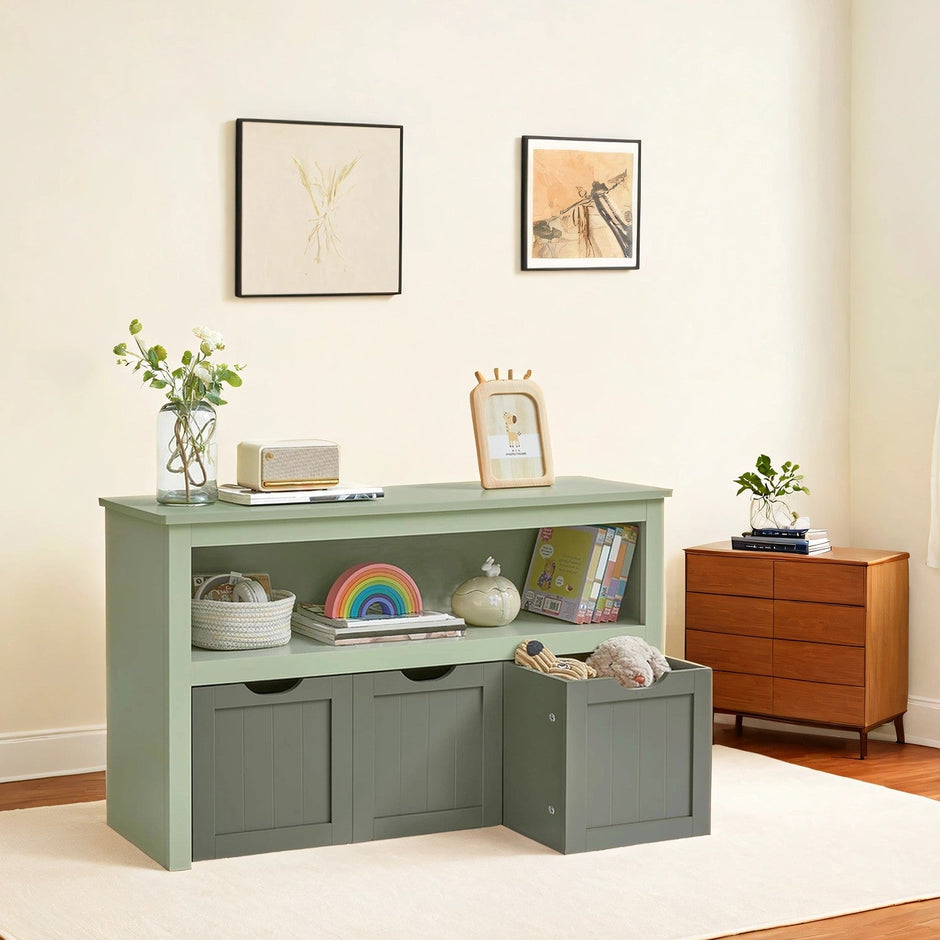 Toy Storage Organizer – Wood – Laurel Green – Mobile with 3 Drawers