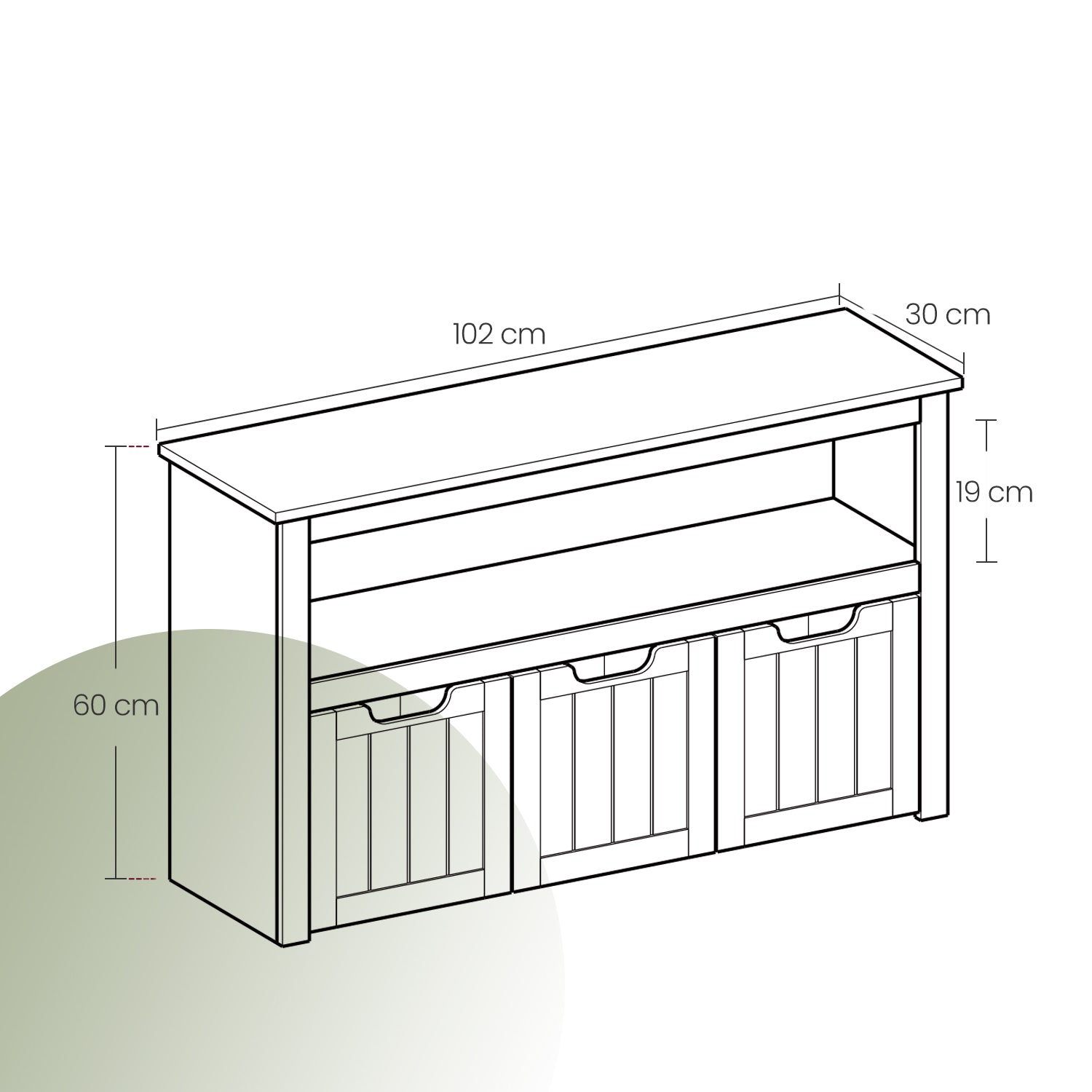 Toy Storage Organizer – Wood – Laurel Green – Mobile with 3 Drawers