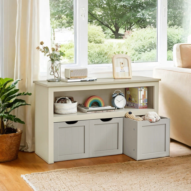 Toy Storage Cabinet – Engineered Wood – Laurel Green – Mobile with 3 Drawers