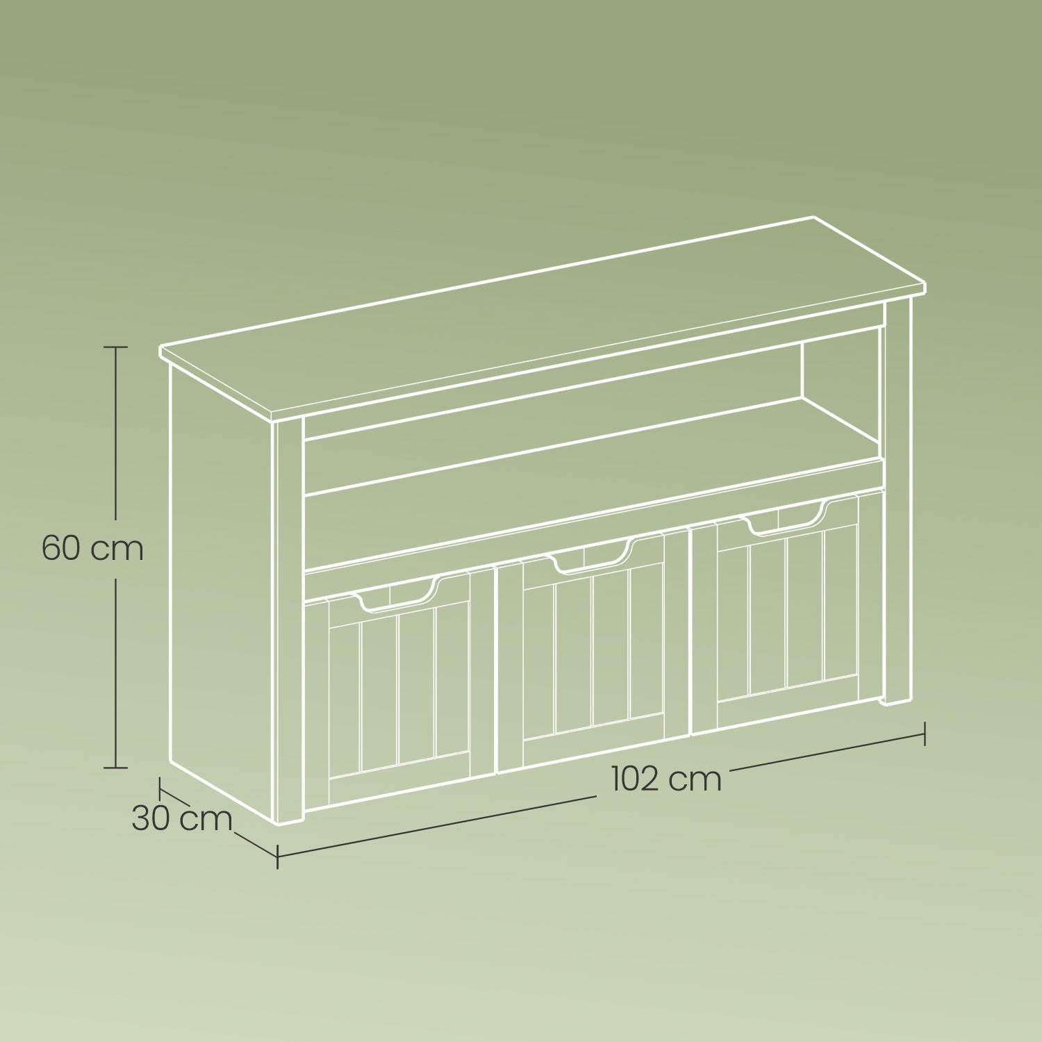 Toy Storage Cabinet – Engineered Wood – Laurel Green – Mobile with 3 Drawers