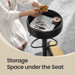 360° Swivel Bar Stool – Synthetic Leather – Ink Black – Height Adjustable with Storage