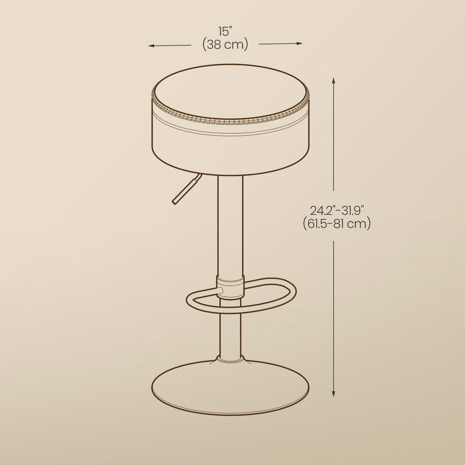 360° Swivel Bar Stool – Synthetic Leather – Ink Black – Height Adjustable with Storage