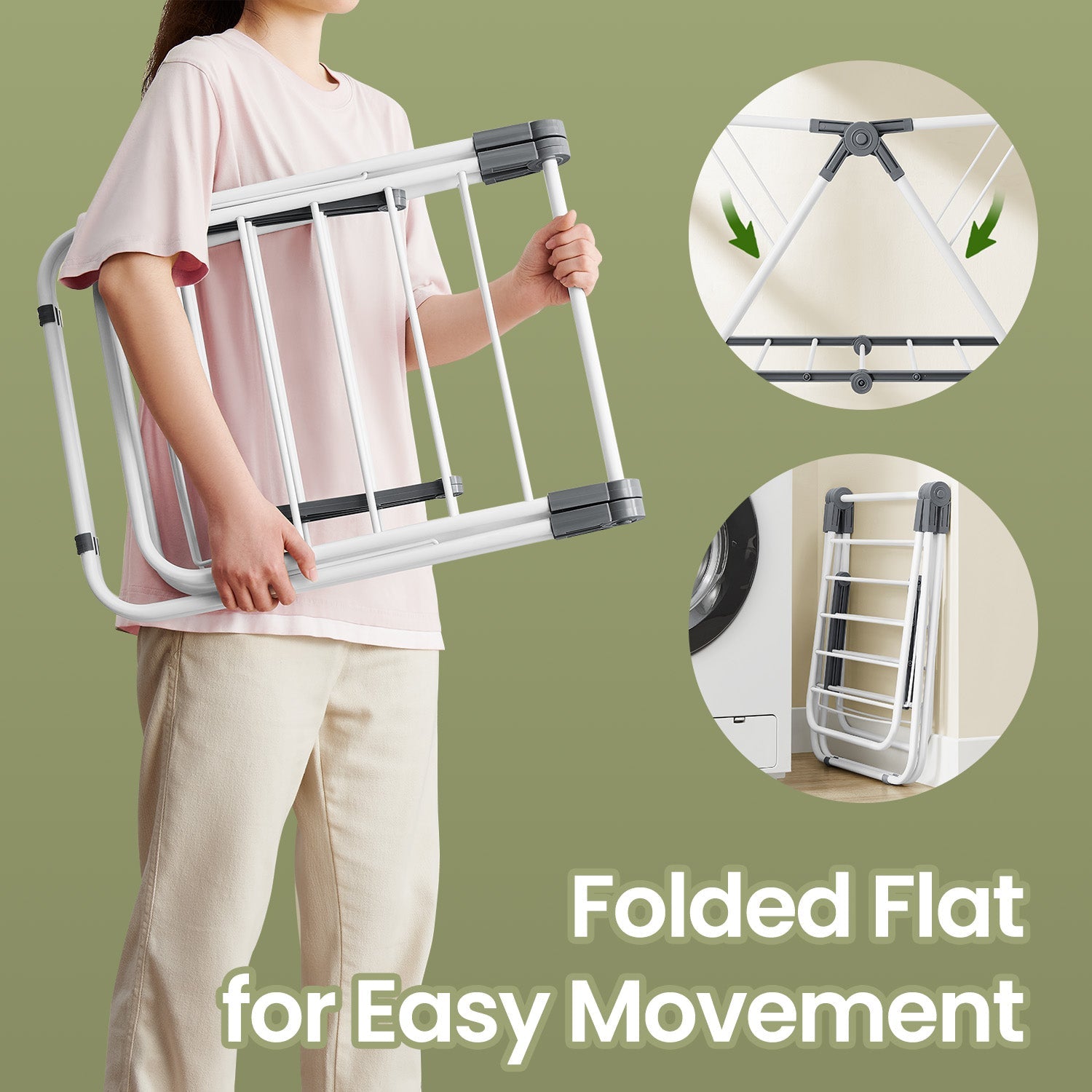 Clothes Drying Rack – Metal – Silver – Foldable 2-Level Space-Saving Design