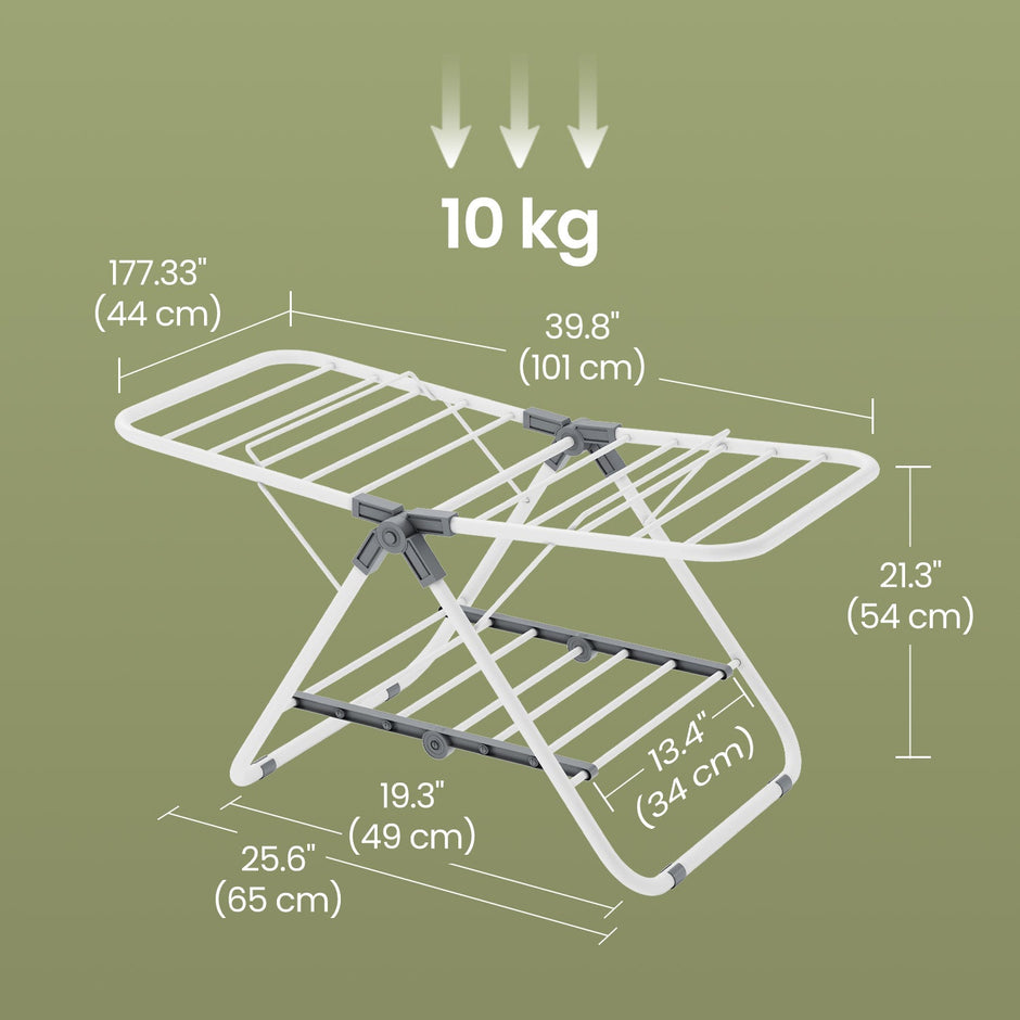 Clothes Drying Rack – Metal – Silver – Foldable 2-Level Space-Saving Design