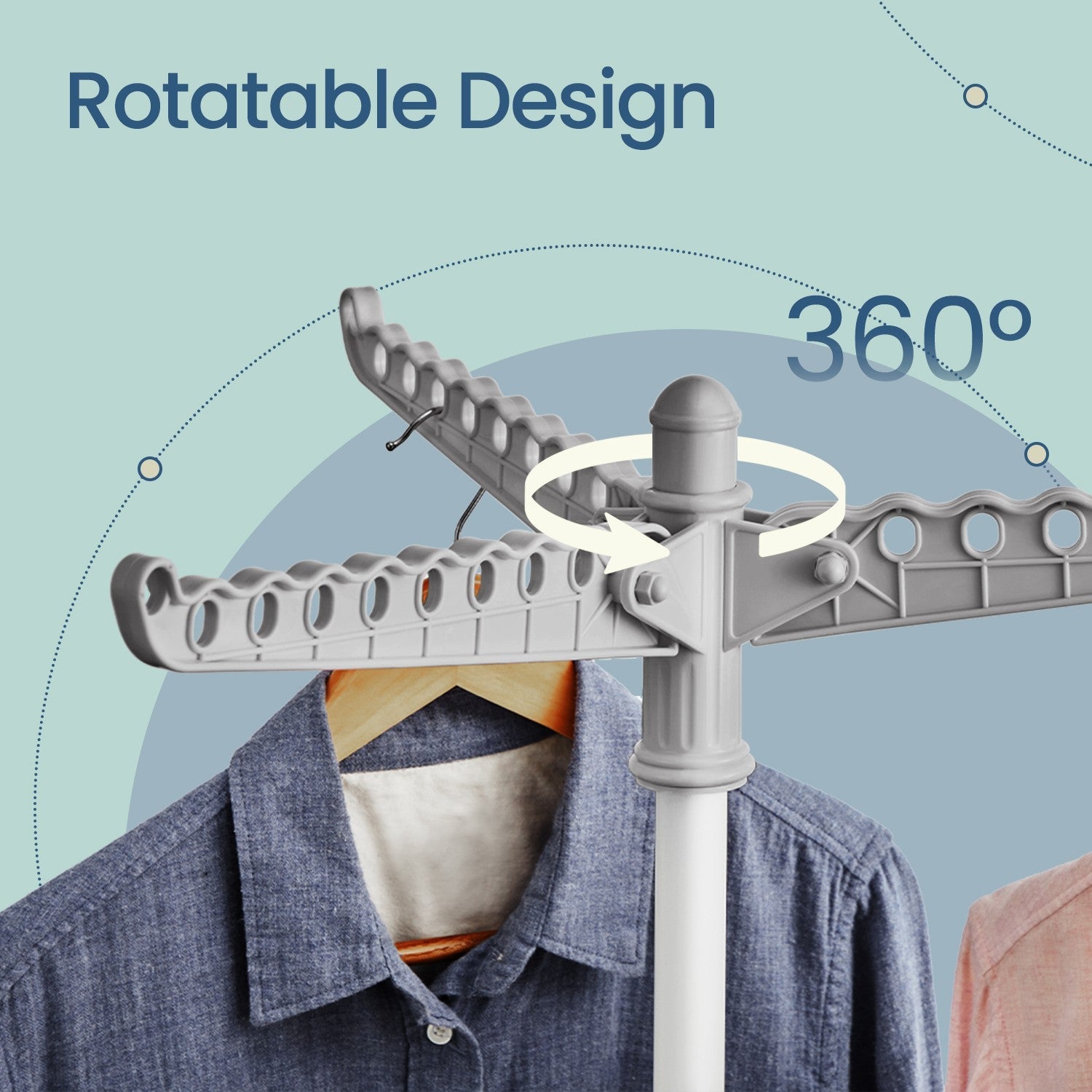 Clothes Drying Rack – Stainless Steel – Silver – Space-Saving Design with 3 Rotatable Arms