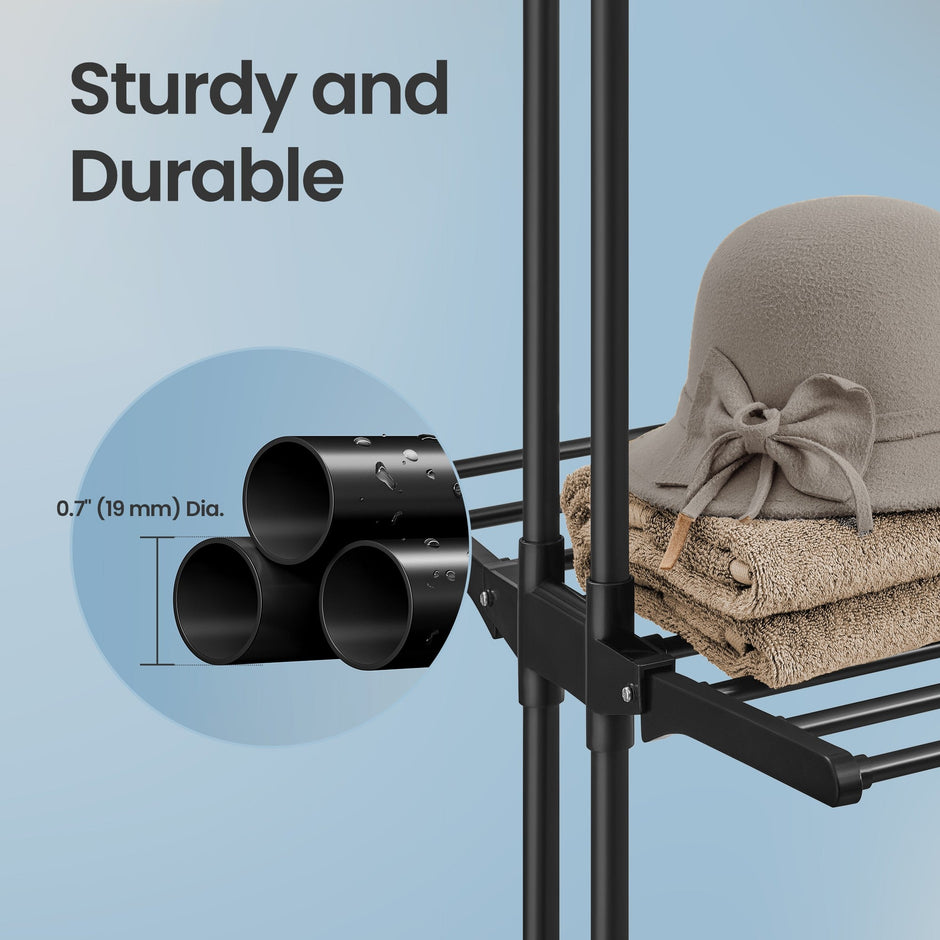 4-Tier Folding Laundry Drying Rack – Stainless Steel – Black – Indoor and Outdoor Use