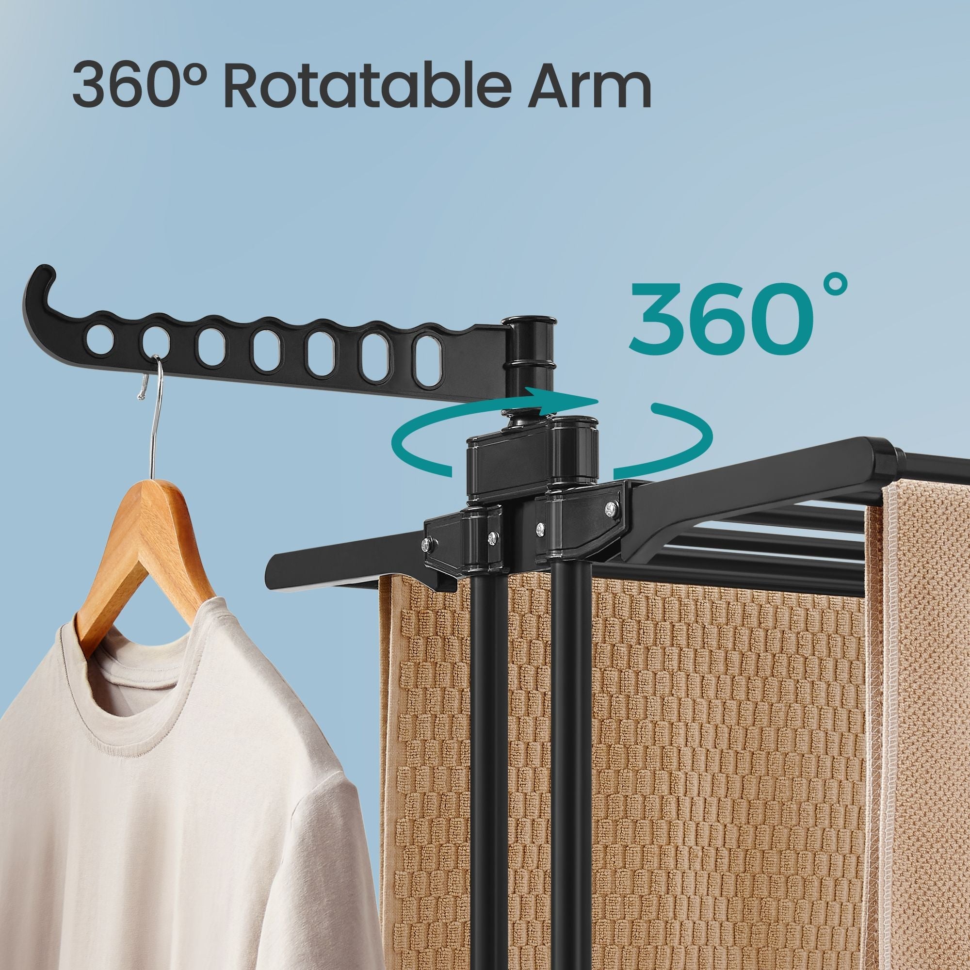 4-Tier Folding Laundry Drying Rack – Stainless Steel – Black – Indoor and Outdoor Use