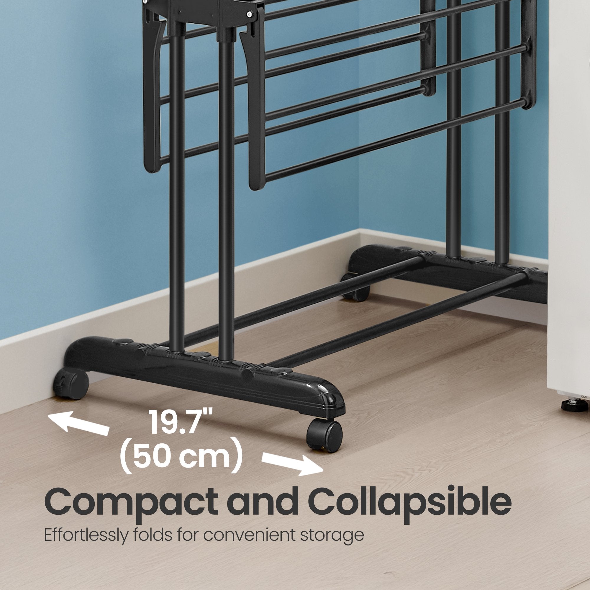 4-Tier Folding Laundry Drying Rack – Stainless Steel – Black – Indoor and Outdoor Use