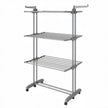 Clothes Drying Rack – Stainless Steel – Gray – Foldable with Wheels and Side Wings