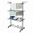 Clothes Drying Rack – Stainless Steel – Gray – Foldable with Wheels and Side Wings