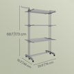 Clothes Drying Rack – Stainless Steel – Gray – Foldable with Wheels and Side Wings