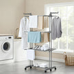 Clothes Drying Rack – Stainless Steel – Gray – Foldable with Wheels and Side Wings