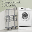 Clothes Drying Rack – Stainless Steel – Gray – Foldable with Wheels and Side Wings