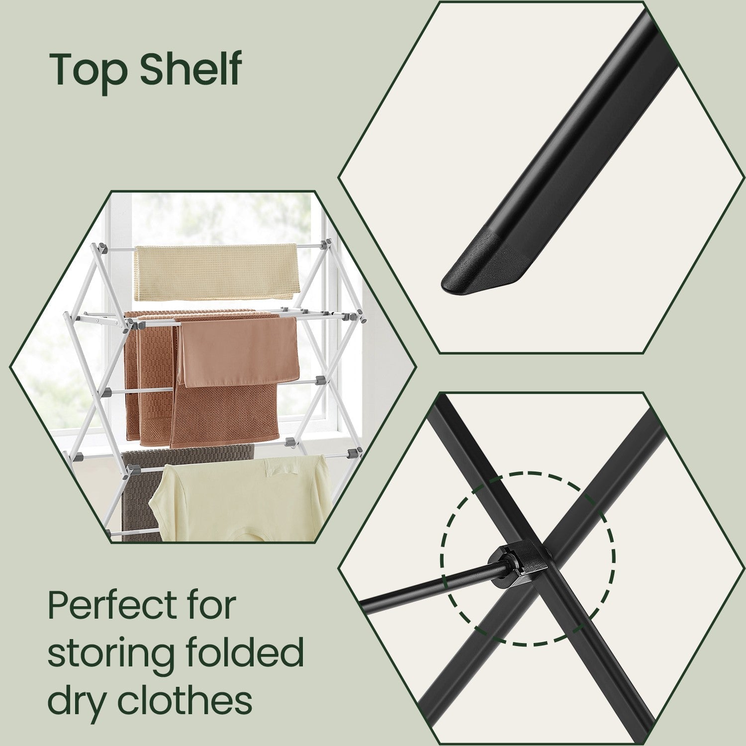 Foldable Clothes Drying Rack – Steel – White – Indoor/Outdoor Use, Compact Design