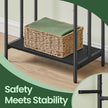 Freestanding Towel Rack – Metal – Ink Black and Ebony – 3-Tier with Storage Shelf and Hooks