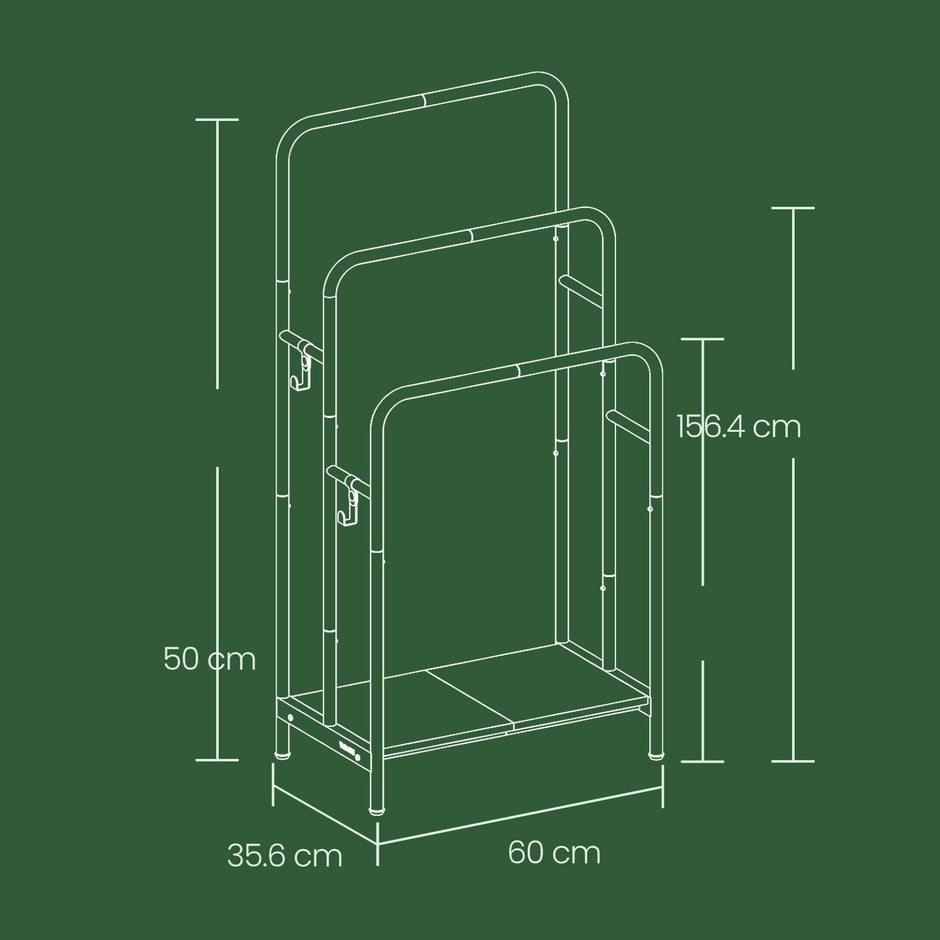Freestanding Towel Rack – Metal – Ink Black and Ebony – 3-Tier with Storage Shelf and Hooks