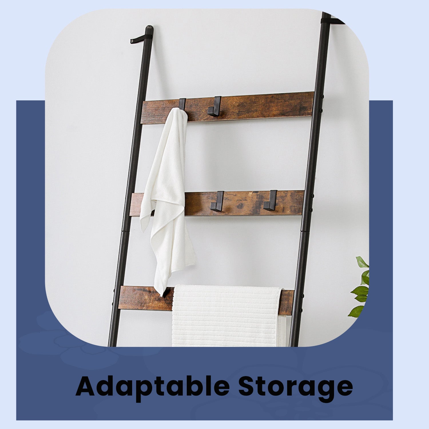 5-Tier Ladder Shelf – Steel – Rustic Brown and Black – Industrial Style for Blankets and Towels