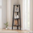 4-Tier Corner Bookshelf – Steel Frame – Natural Oak and Matte White/Rustic Brown and Black/Greige and Black/Charcoal Gray and Matte Black – Stylish Storage Solution
