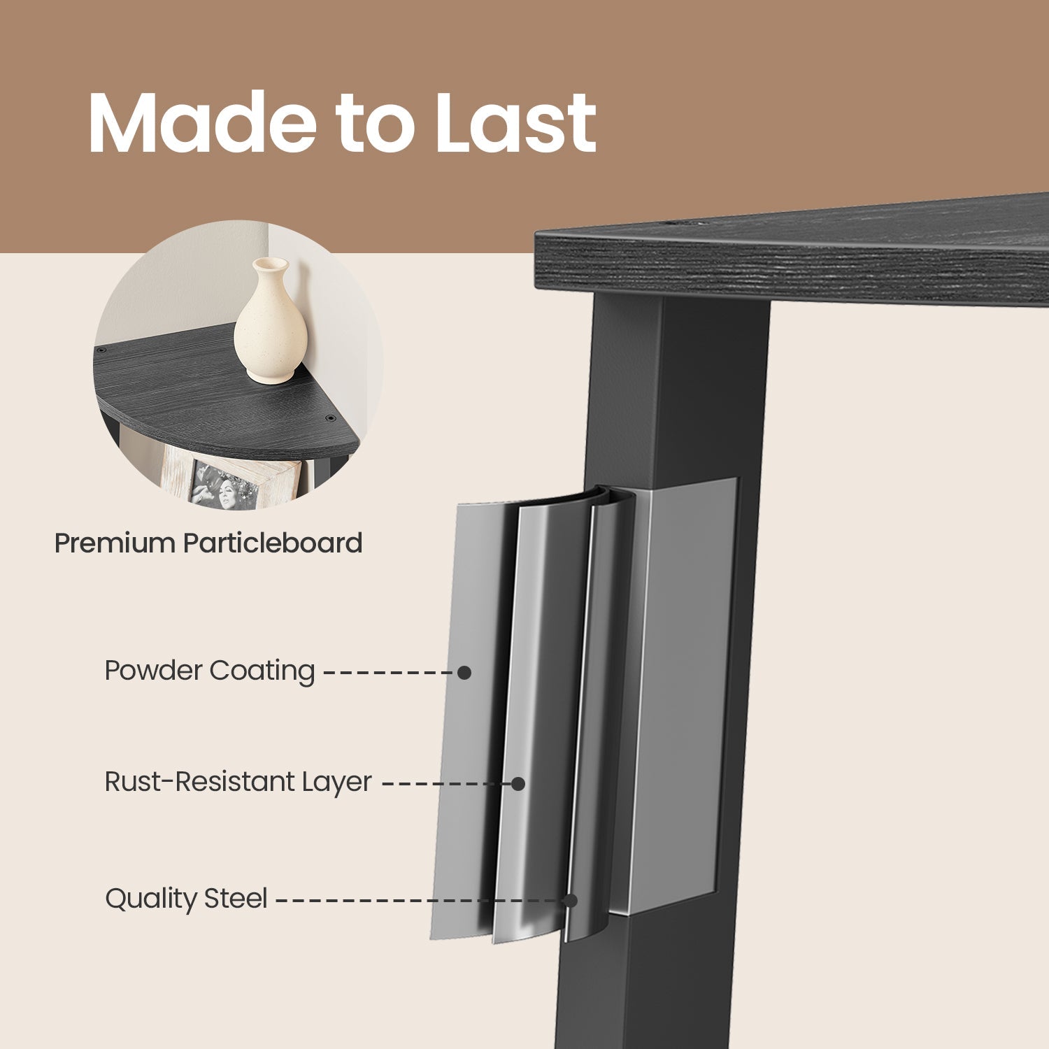 4-Tier Corner Bookshelf – Steel Frame – Natural Oak and Matte White/Rustic Brown and Black/Greige and Black/Charcoal Gray and Matte Black – Stylish Storage Solution