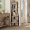 4-Tier Corner Bookshelf – Steel Frame – Natural Oak and Matte White/Rustic Brown and Black/Greige and Black/Charcoal Gray and Matte Black – Stylish Storage Solution