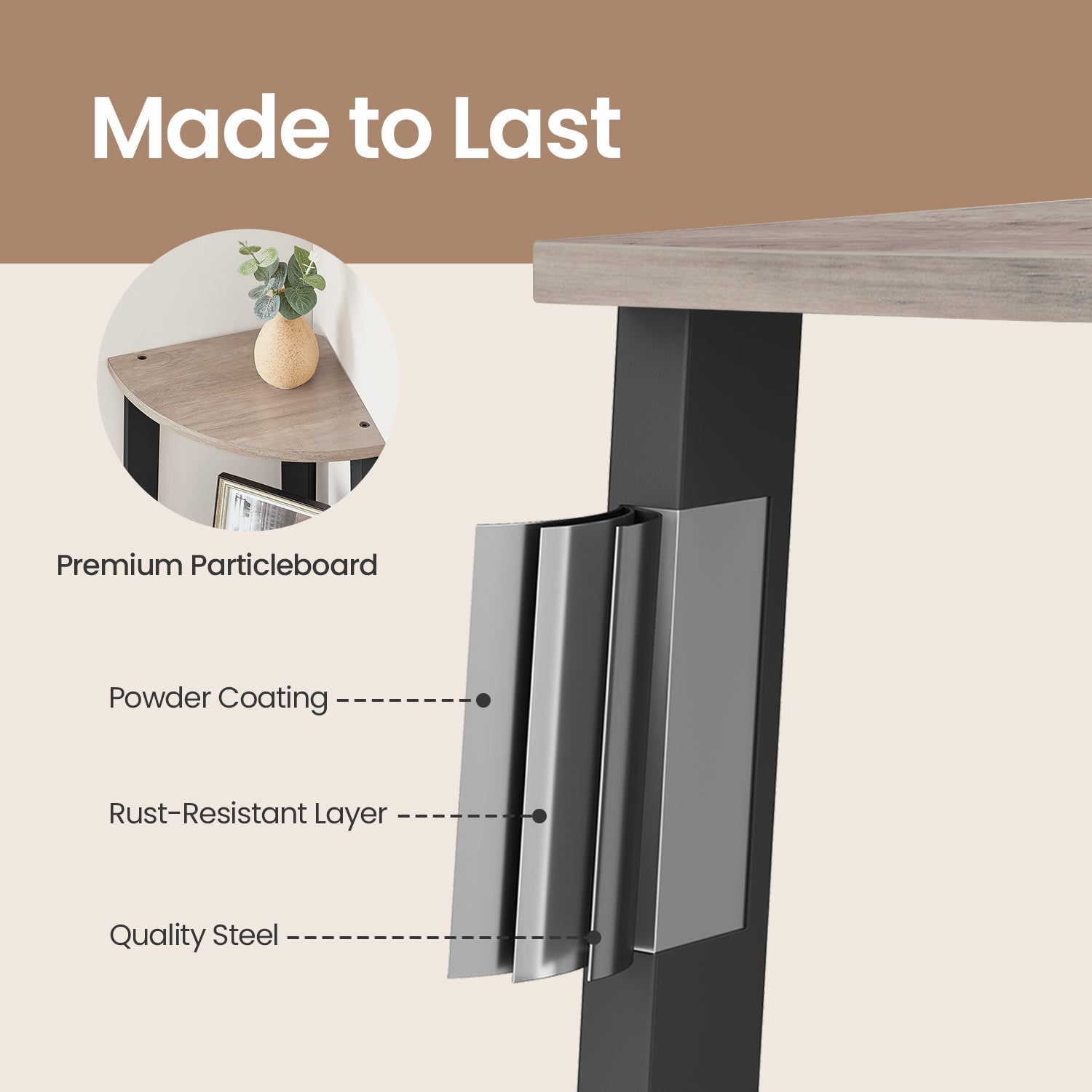 4-Tier Corner Bookshelf – Steel Frame – Natural Oak and Matte White/Rustic Brown and Black/Greige and Black/Charcoal Gray and Matte Black – Stylish Storage Solution