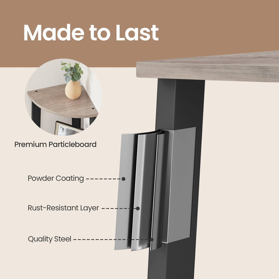 4-Tier Corner Bookshelf – Steel Frame – Natural Oak and Matte White/Rustic Brown and Black/Greige and Black/Charcoal Gray and Matte Black – Stylish Storage Solution