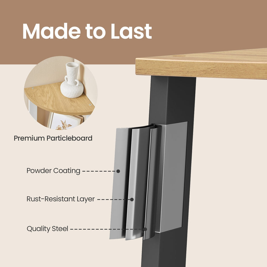Corner Ladder Shelf – Steel Frame – Natural Oak and Matte White – 4-Tier Design