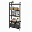 Tall Storage Shelf – Steel – Rustic Brown and Black – 5-Tier Industrial Bookcase