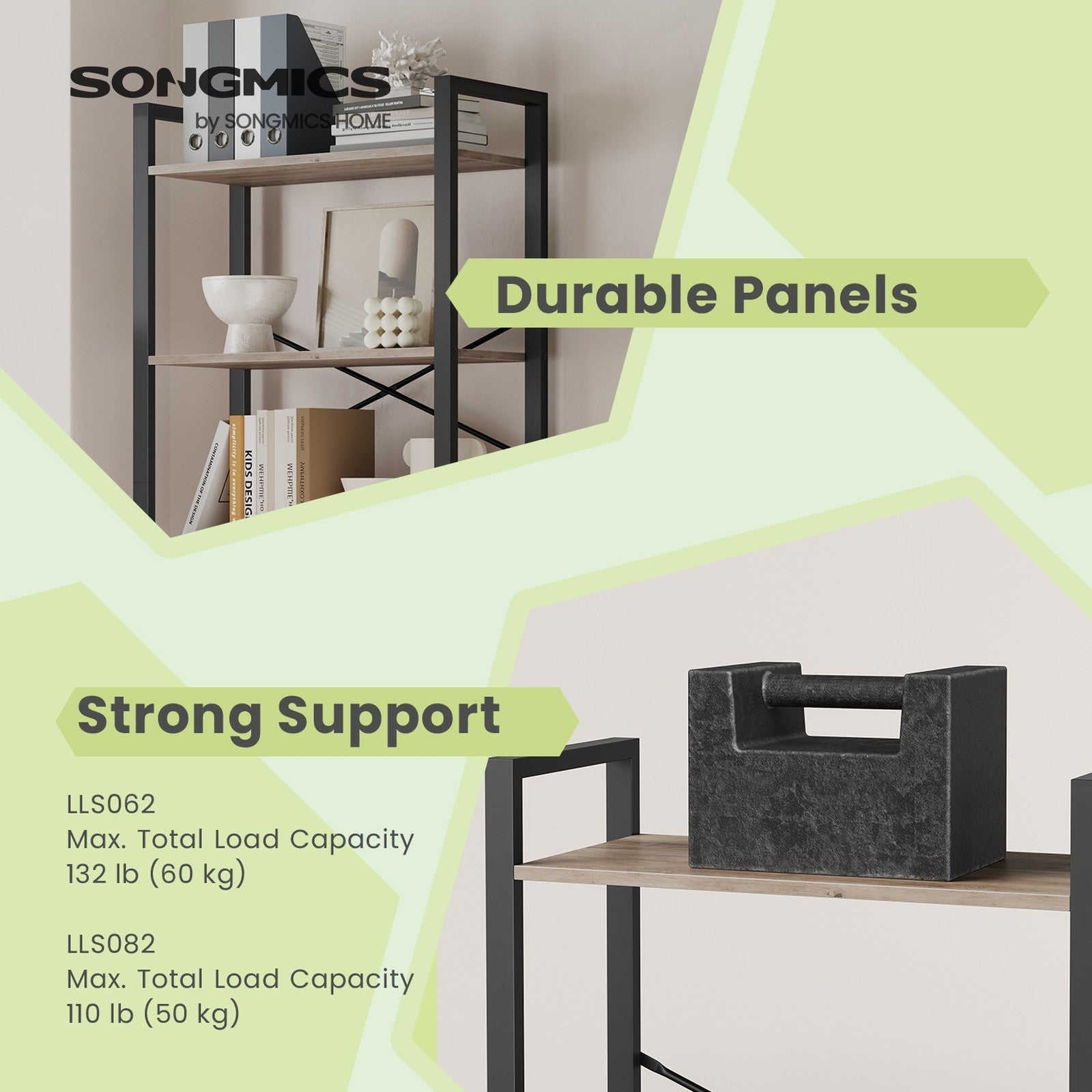 6-Tier Bookshelf – Steel Frame – Special Walnut and Black – Freestanding Design for Living Room, Bedroom, Home Office