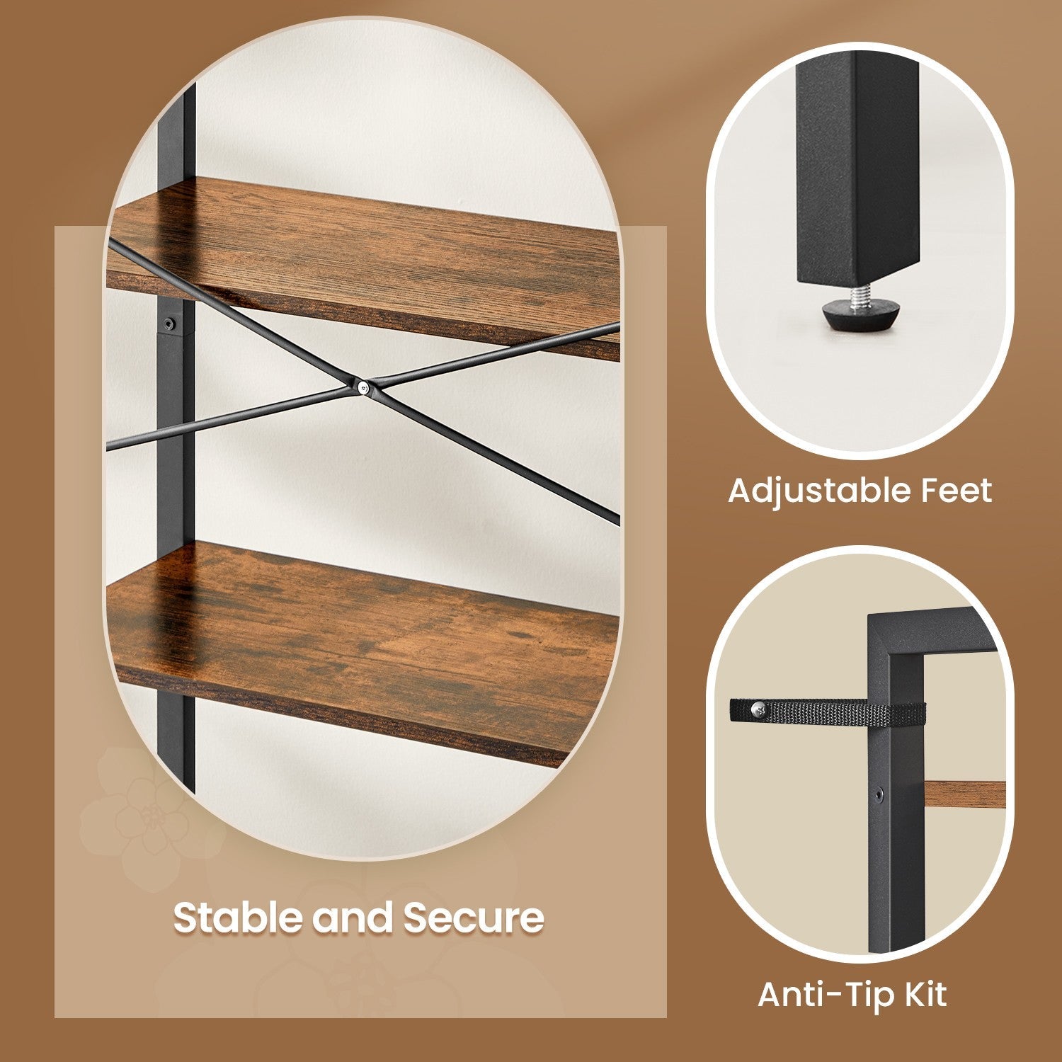 6-Tier Storage Rack – Steel Frame – Special Walnut and Black – Freestanding Multi-Use Shelf Unit