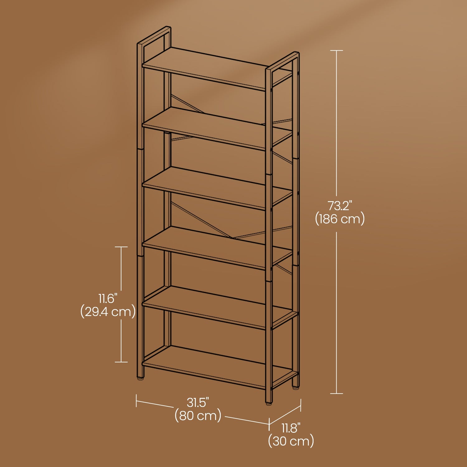 6-Tier Storage Rack – Steel Frame – Special Walnut and Black – Freestanding Multi-Use Shelf Unit