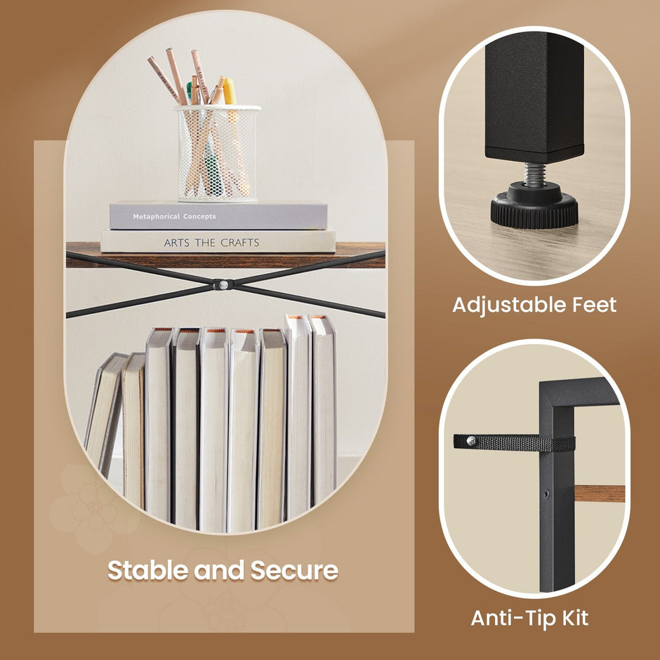 4-Tier Bookshelf – Metal and Wood – Industrial Style – Space-Saving Design