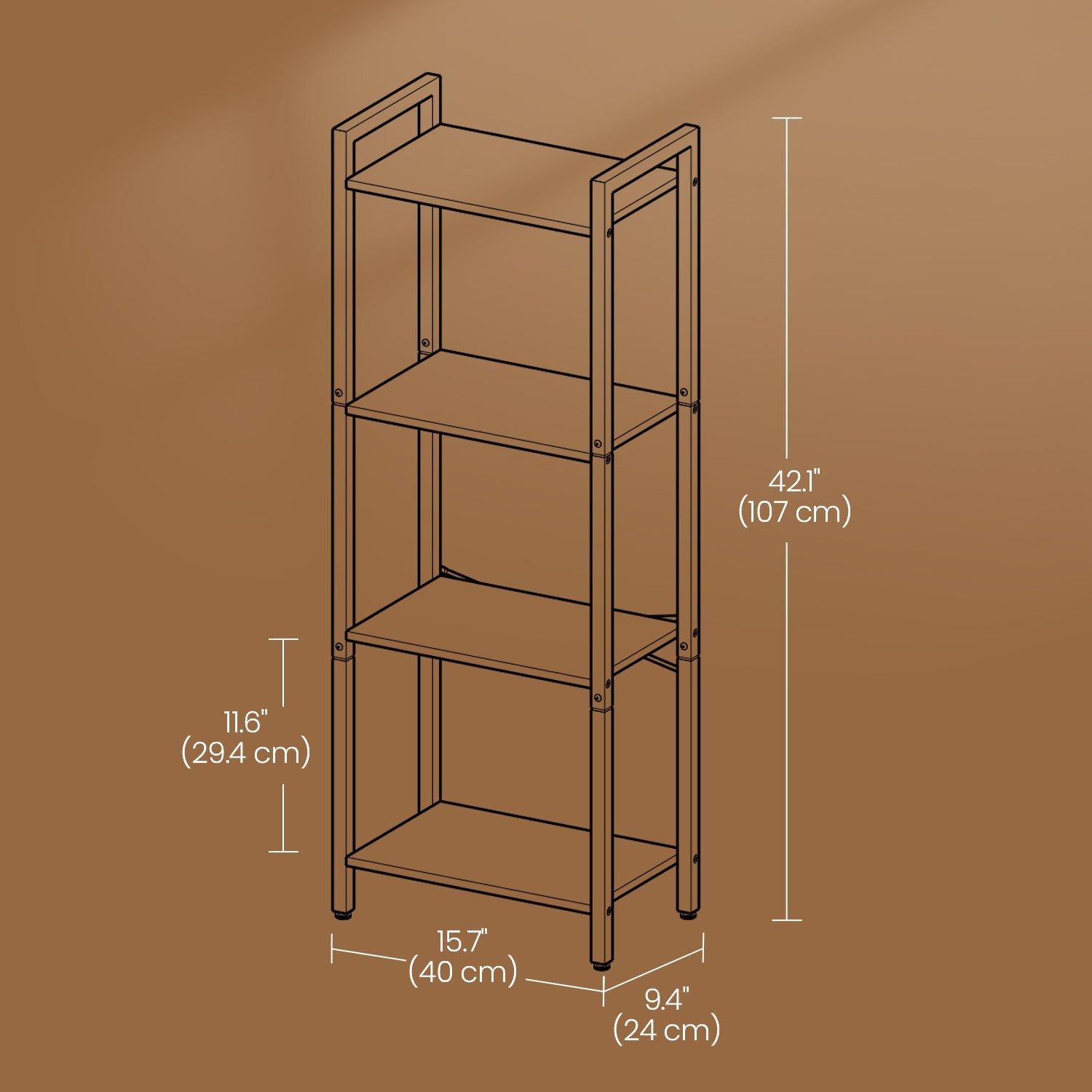 4-Tier Bookshelf – Metal and Wood – Industrial Style – Space-Saving Design