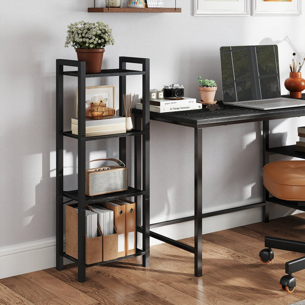 4-Tier Bookshelf – Metal and Wood – Industrial Style – Space-Saving Design