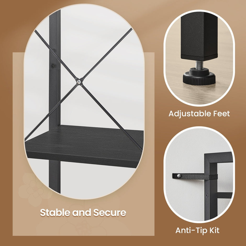 4-Tier Bookshelf – Metal and Wood – Industrial Style – Space-Saving Design