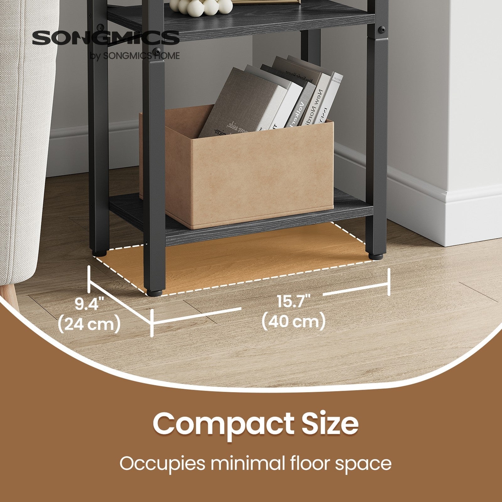 4-Tier Bookshelf – Metal and Wood – Industrial Style – Space-Saving Design