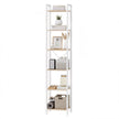 Tall 6-Tier Bookshelf – Steel Frame – Ebony Black – Narrow Design for Living Room and Home Office