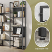 5-Tier Bookcase – Metal – Rustic Brown and Black – Industrial Style with 14 Storage Shelves