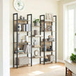 5-Tier Bookcase – Metal – Rustic Brown and Black – Industrial Style with 14 Storage Shelves