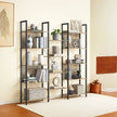 5-Tier Bookcase – Metal – Rustic Brown and Black – Industrial Style with 14 Storage Shelves