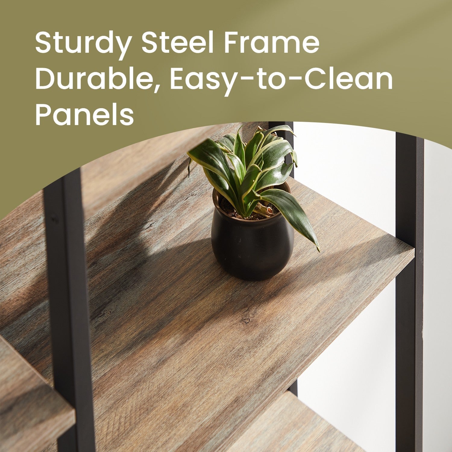 5-Tier Bookcase – Metal – Rustic Brown and Black – Industrial Style with 14 Storage Shelves