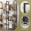 5-Tier Bookcase – Metal – Rustic Brown and Black – Industrial Style with 14 Storage Shelves