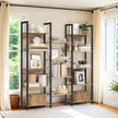 5-Tier Bookcase – Metal – Rustic Brown and Black – Industrial Style with 14 Storage Shelves