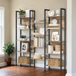 5-Tier Bookcase – Metal – Rustic Brown and Black – Industrial Style with 14 Storage Shelves