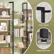 5-Tier Bookcase – Metal – Rustic Brown and Black – Industrial Style with 14 Storage Shelves