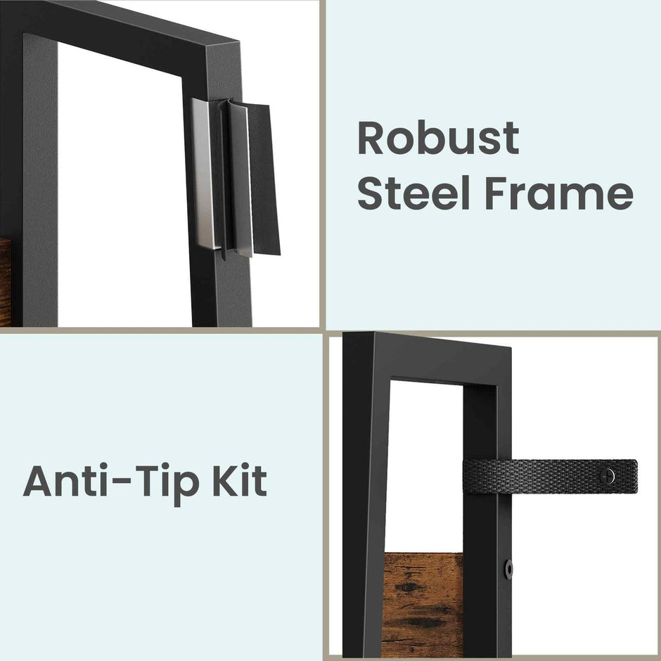 4-Tier Bookcase – Steel – Rustic Brown and Black – Freestanding Storage Shelf