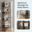 4-Tier Bookcase – Steel – Rustic Brown and Black – Freestanding Storage Shelf