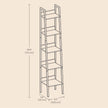 5-Tier Narrow Bookshelf – Wood – Rustic Brown and Ink Black – Ladder Design for Versatile Use