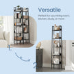 Narrow 5-Tier Bookshelf – Wood – Rustic Brown and Ink Black – Versatile Ladder Shelf for Home and Office