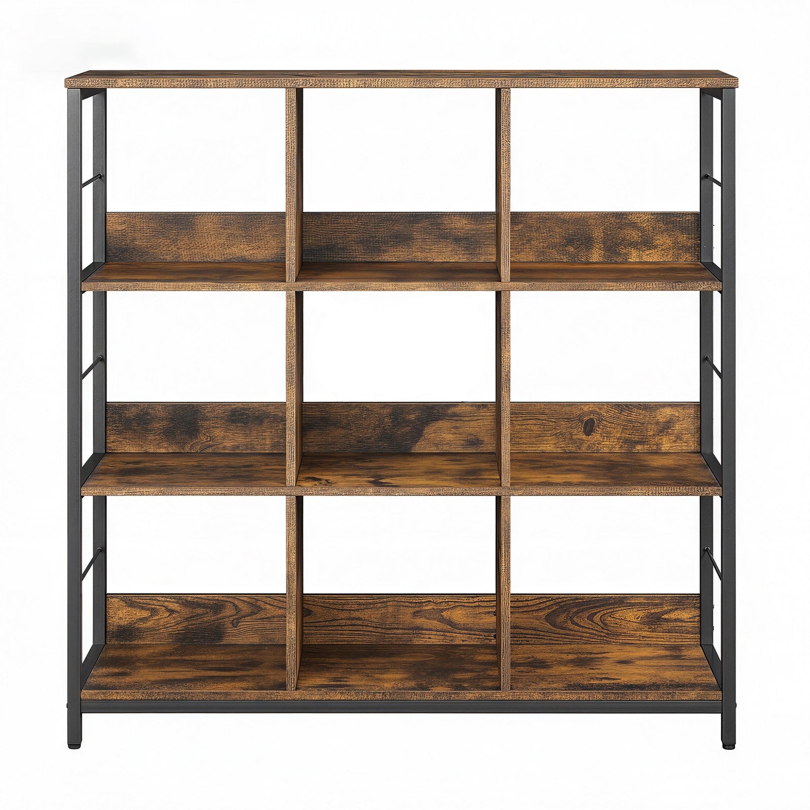 Ladder Shelf – Engineered Wood – Rustic Brown and Black – 4-Tier Display Bookcase